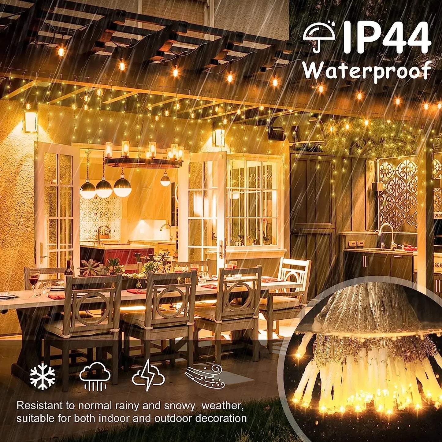 Snowfall Curtain Lights